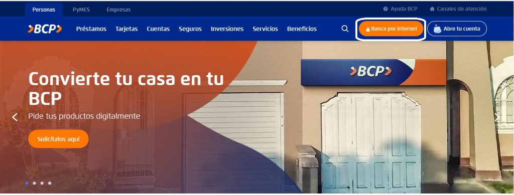 web de BCP Perú