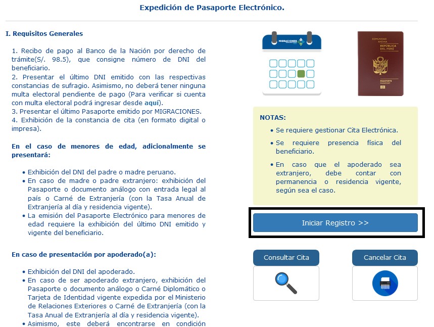 sacar pasaporte electrónico en Perú