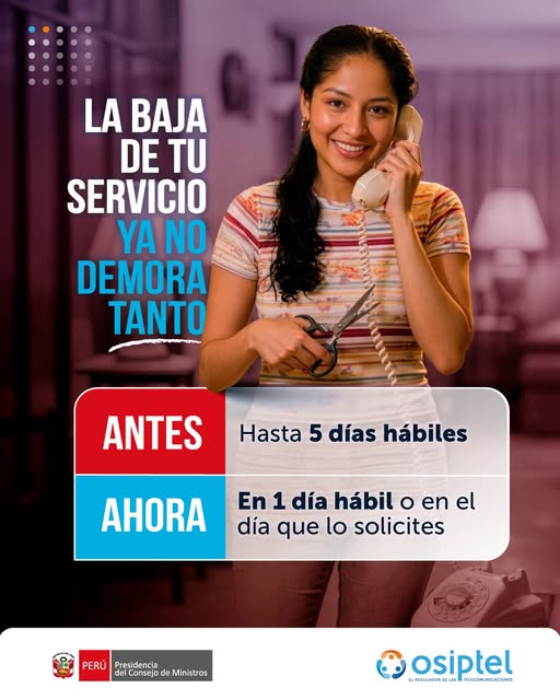 Dar de baja internet o telefonía ahora toma solo un día hábil